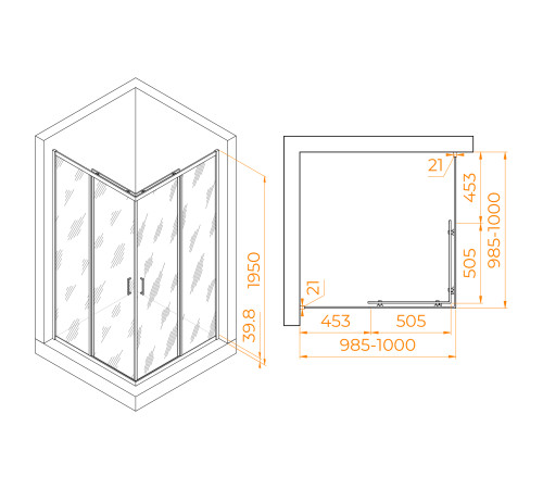Душевой уголок RGW Passage PA-030B 1000x1000 мм 350803000-14