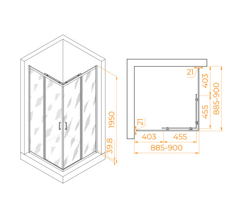 Душевой уголок RGW Passage PA-030B 900x900 мм 3508103099-14