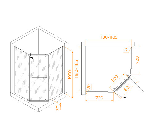 Душевой уголок RGW Passage PA-081 1200x1200 мм хром 35088122-21