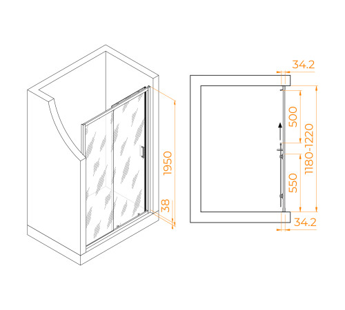 Душевая дверь RGW PA-14B 1200 мм черный 41081412-14