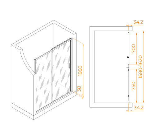 Душевая дверь RGW PA-14 1600 мм хром 41081416-11