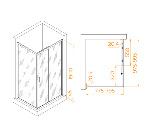 Душевой уголок RGW Passage PA-245B 800x1000 мм черный 410824580-14