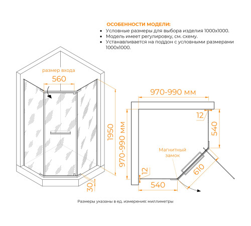 Душевой уголок RGW Passage PA-82 1000x1000 мм 41088200-11