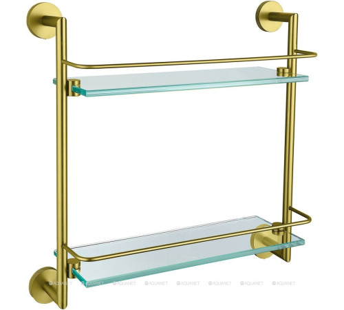 Полка стеклянная двойная Allen Brau Priority 418х408х138 мм брашированное золото 6.31015-GB