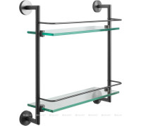 Полка стеклянная двойная Allen Brau Priority 418х408х138 мм графит брашированный 6.31015-MG