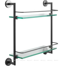 Полка стеклянная двойная Allen Brau Priority 418х408х138 мм графит брашированный 6.31015-MG