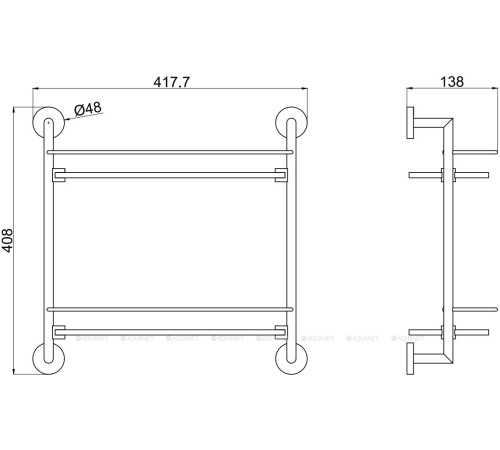 Полка стеклянная двойная Allen Brau Priority 418х408х138 мм графит брашированный 6.31015-MG