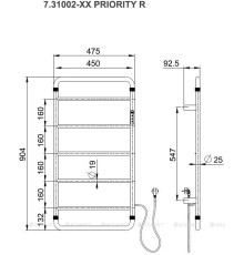 Полотенцесушитель электрический Allen Brau PRIORITY R 904x475 мм браш. золото 7.31002-GB