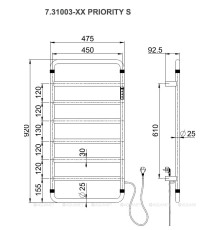 Полотенцесушитель электрический Allen Brau PRIORITY S 920x475 мм черный матовый 7.31003-31