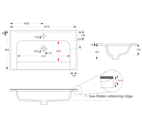 Раковина-столешница Aquanet Alba 810х465х180 мм комплект 2 00357026
