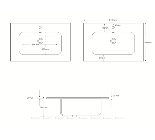 Раковина накладная Aquanet Терра 810х510х180 мм 00325420
