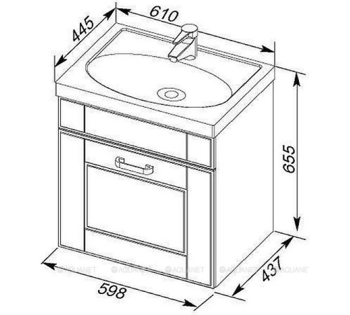 Раковина-столешница Aquanet Калипсо-600 с обрамлением 00185476