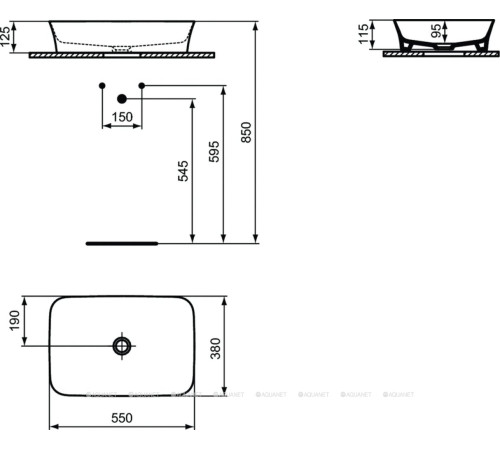 Раковина-чаша Ideal Standard Ipalyss 55 см без отверстия под смеситель белая E207601
