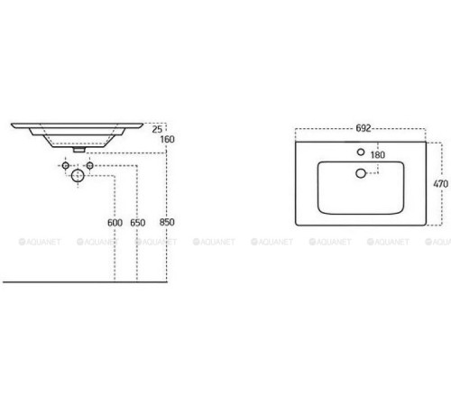 Раковина-столешница Sanovit SHARP 70 см 14070-KL