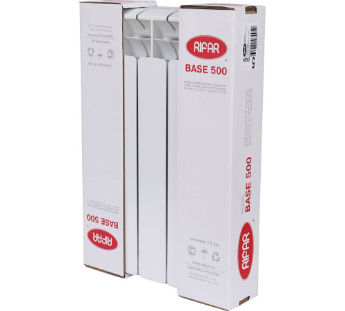 Радиатор биметаллический RIFAR Base 500 5 секций боковое подключение 1RB50-5 RAL 9016