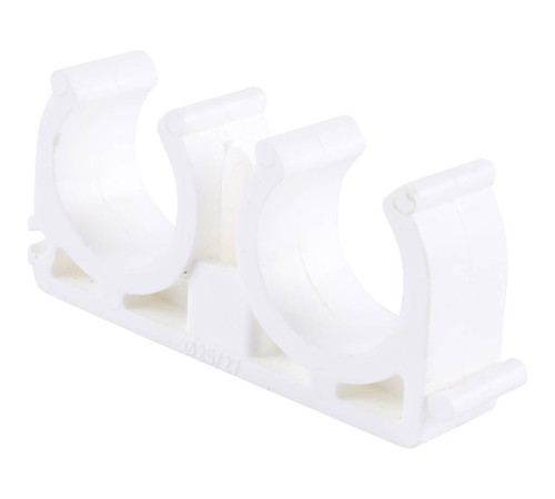 Крепление двойное Kalde 25 мм для полипропиленовых труб белое 3592-bck-252700
