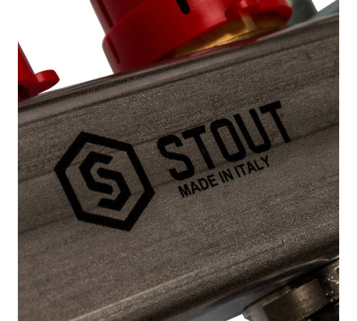 Коллекторная группа из нержавеющей стали STOUT с расходомерами 9 выходов SMS 0907 000009
