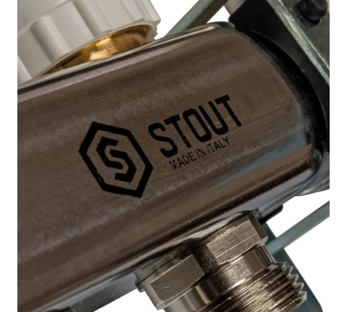 Коллекторная группа из нержавеющей стали STOUT с расходомерами 10 выходов SMS 0907 000010