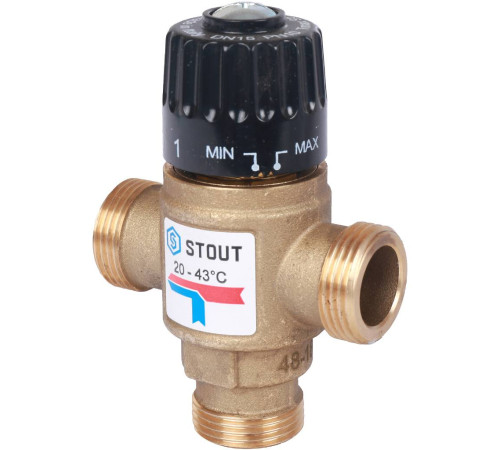 Термостатический смесительный клапан STOUT 3/4 НР 20-43 °C Kvs 1.6 SVM-0120-164320