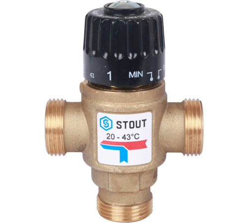 Термостатический смесительный клапан STOUT 3/4 НР 20-43 °C Kvs 1.6 SVM-0120-164320