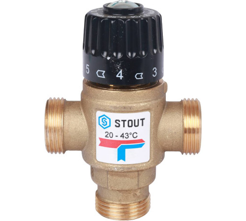 Термостатический смесительный клапан STOUT 3/4 НР 20-43 °C Kvs 1.6 SVM-0120-164320
