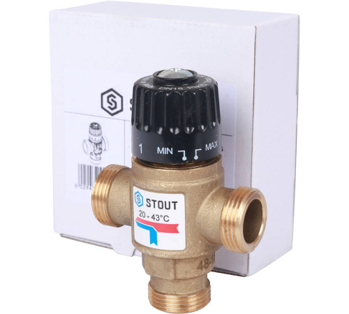 Термостатический смесительный клапан STOUT 3/4 НР 20-43 °C Kvs 1.6 SVM-0120-164320