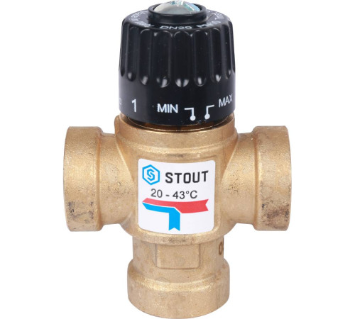 Термостатический смесительный клапан STOUT 3/4 ВР 20-43 °C Kvs 1.6 SVM-0110-164320