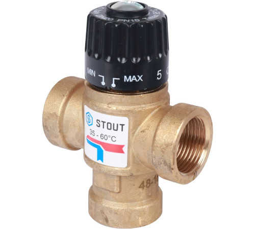 Термостатический смесительный клапан STOUT 3/4 ВР 35-60 °C Kvs 1.6 SVM-0110-166020