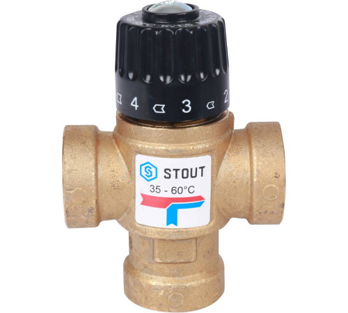 Термостатический смесительный клапан STOUT 3/4 ВР 35-60 °C Kvs 1.6 SVM-0110-166020