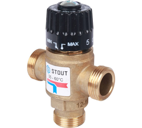 Клапан термостатический смесительный STOUT 3/4 ВР 35-60 °C Kvs 1.6 SVM-0120-166020