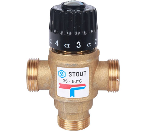 Клапан термостатический смесительный STOUT 3/4 ВР 35-60 °C Kvs 1.6 SVM-0120-166020