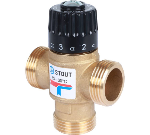 Клапан термостатический смесительный STOUT 1 ВР 35-60 °C Kvs 1.6 SVM-0120-166025