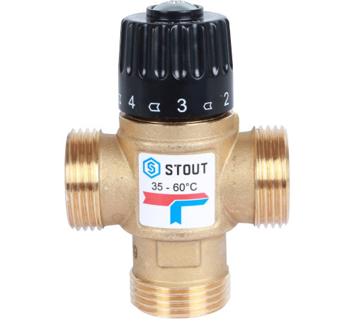 Клапан термостатический смесительный STOUT 1 ВР 35-60 °C Kvs 1.6 SVM-0120-166025