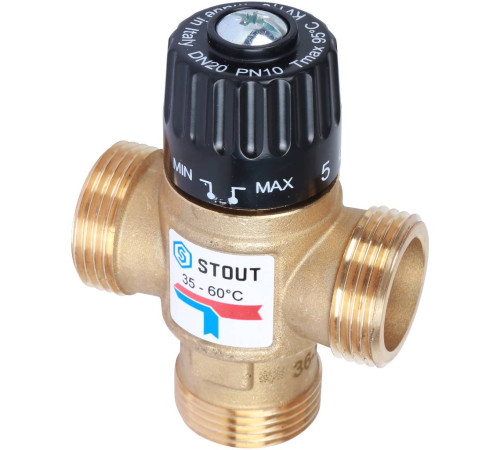 Клапан термостатический смесительный STOUT 1 ВР 35-60 °C Kvs 1.6 SVM-0120-166025