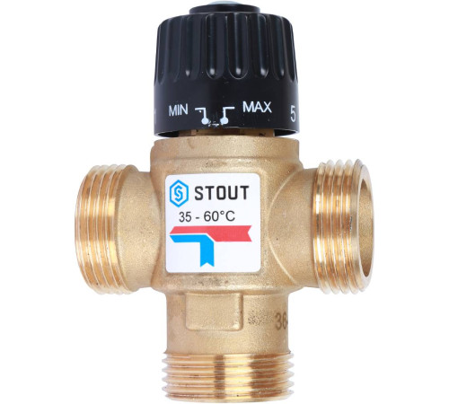 Клапан термостатический смесительный STOUT 1 ВР 35-60 °C Kvs 1.6 SVM-0120-166025