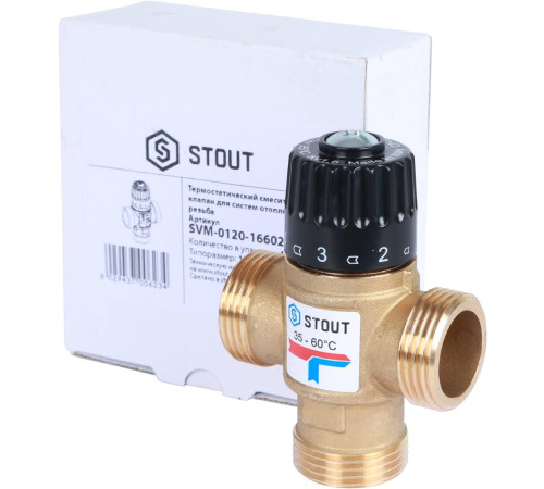 Клапан термостатический смесительный STOUT 1 ВР 35-60 °C Kvs 1.6 SVM-0120-166025
