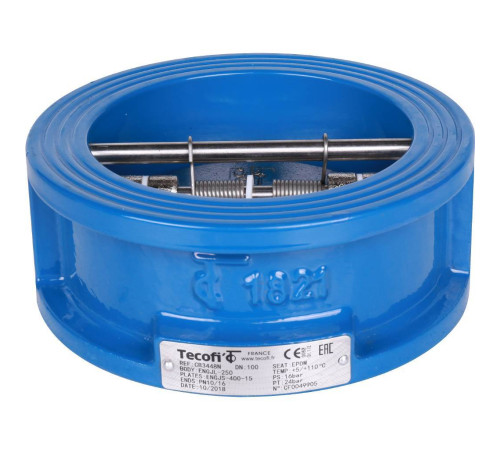 Клапан обратный Tecofi CB3448 Ду 100 Ру 16 двухстворчатый межфланцевый чугунный CB3448N-EP0100