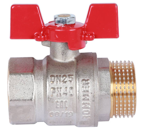 Кран шаровой ROMMER 1 ВР/НР ручка бабочка RBV-0004-0210225