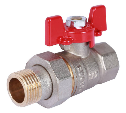 Кран шаровой ROMMER с американкой ВР/НР ручка бабочка 1/2 RBV-0005-0510215