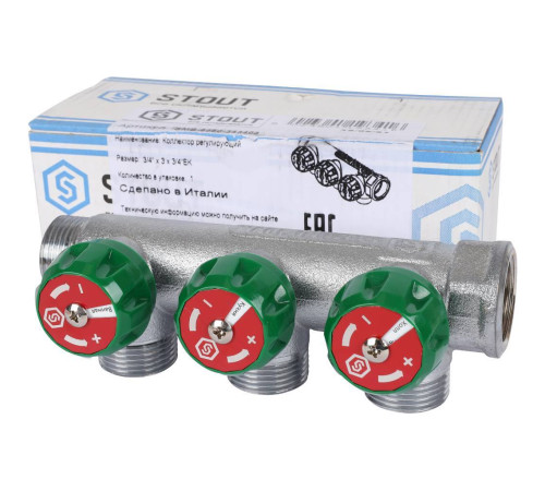 Коллектор регулирующий STOUT 3/4 3 отвода 3/4 EK SMB-6850-343403