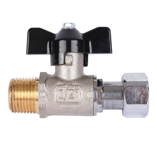 Кран шаровой STOUT 1/2x1/2 НР-накидная гайка бабочка SVB-1009-000015
