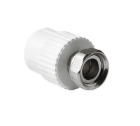 Муфта Pro Aqua PP-R 25 мм x 1 с накидной гайкой белая PA29015