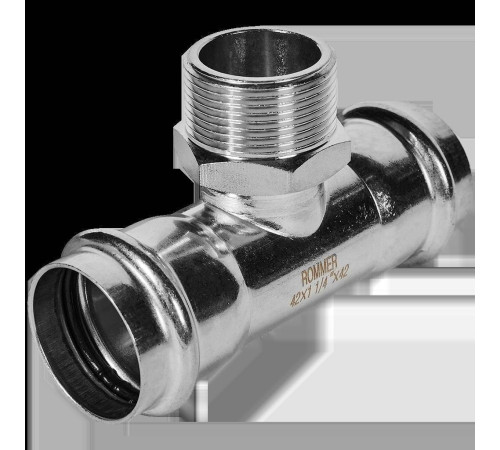 Тройник-переходник пресс-НР ROMMER 42x1 1/4 нержавеющая сталь RSS-0016-042114