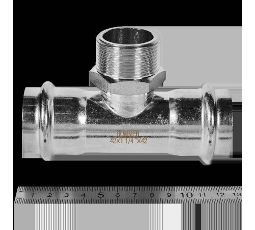 Тройник-переходник пресс-НР ROMMER 42x1 1/4 нержавеющая сталь RSS-0016-042114