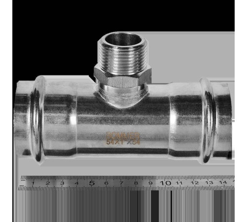 Тройник-переходник пресс-НР ROMMER 54x1 нержавеющая сталь RSS-0016-000541