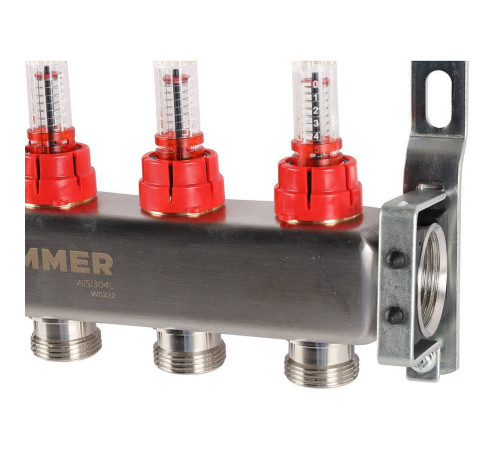 Коллекторная группа из нержавеющей стали с расходомерами ROMMER 5 выходов RMS-1200-000005