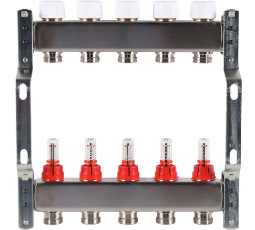 Коллекторная группа из нержавеющей стали с расходомерами ROMMER 5 выходов RMS-1200-000005