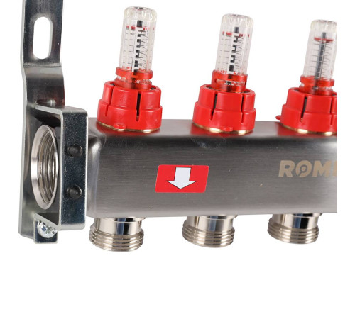 Коллекторная группа из нержавеющей стали с расходомерами ROMMER 5 выходов RMS-1200-000005