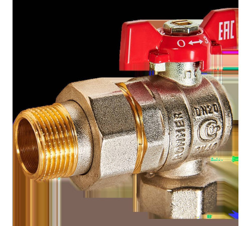 Кран шаровой угловой с американкой ROMMER 3/4 ВР/НР ручка-бабочка RBV-0006-2610220