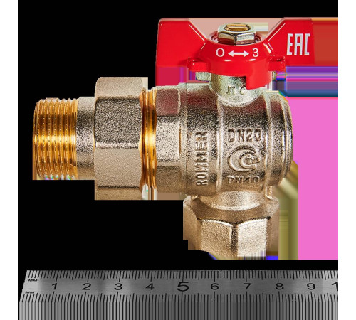 Кран шаровой угловой с американкой ROMMER 3/4 ВР/НР ручка-бабочка RBV-0006-2610220
